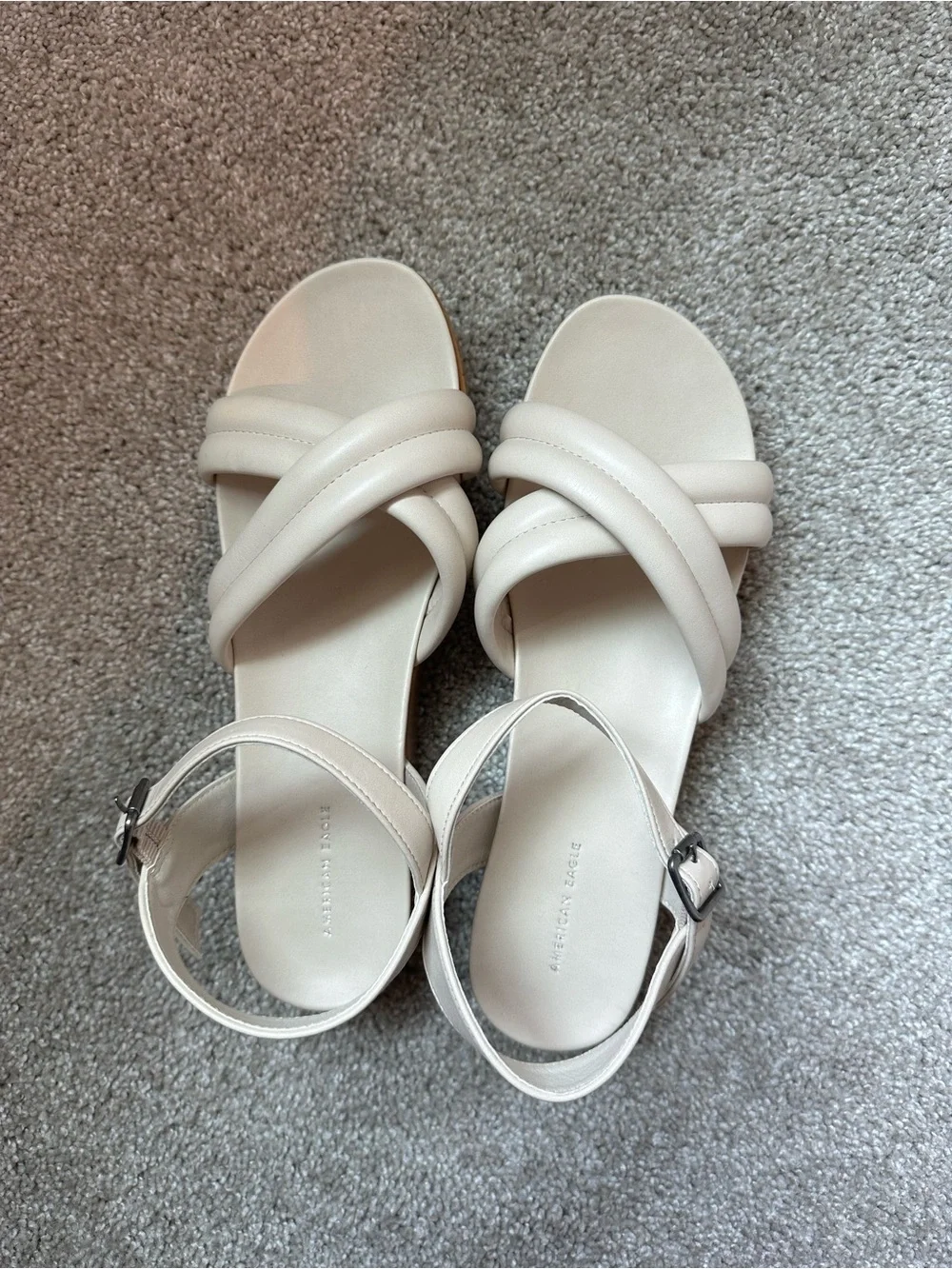 Women's Cream Strappy Ankle Strap Sandals - American Eagle